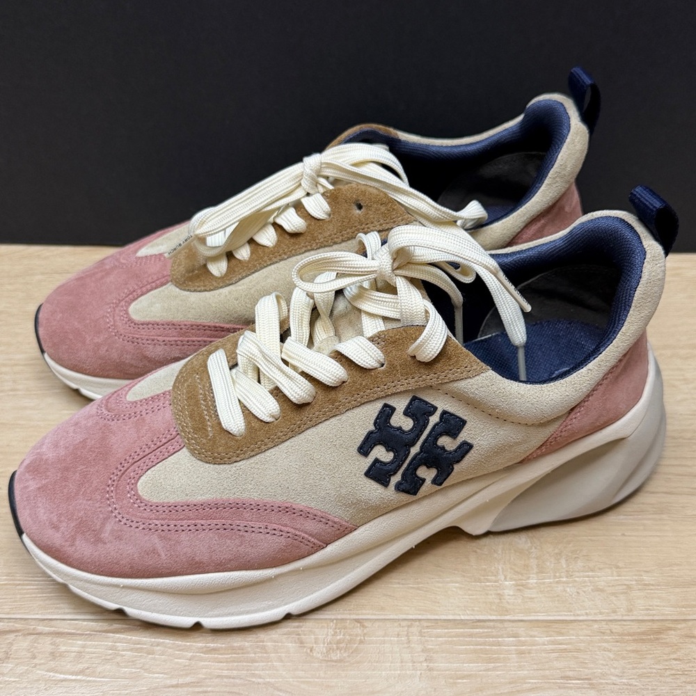 Tory Burch Good Luck T-Logo Suede Sneakers, SIZE 9 1/2 US - Picture 4 of 9